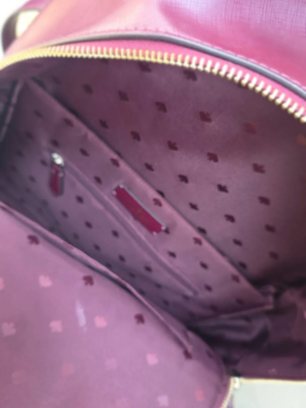 kate spade Burgandy Wine Genuine Leather Backpack with Gold Hardware